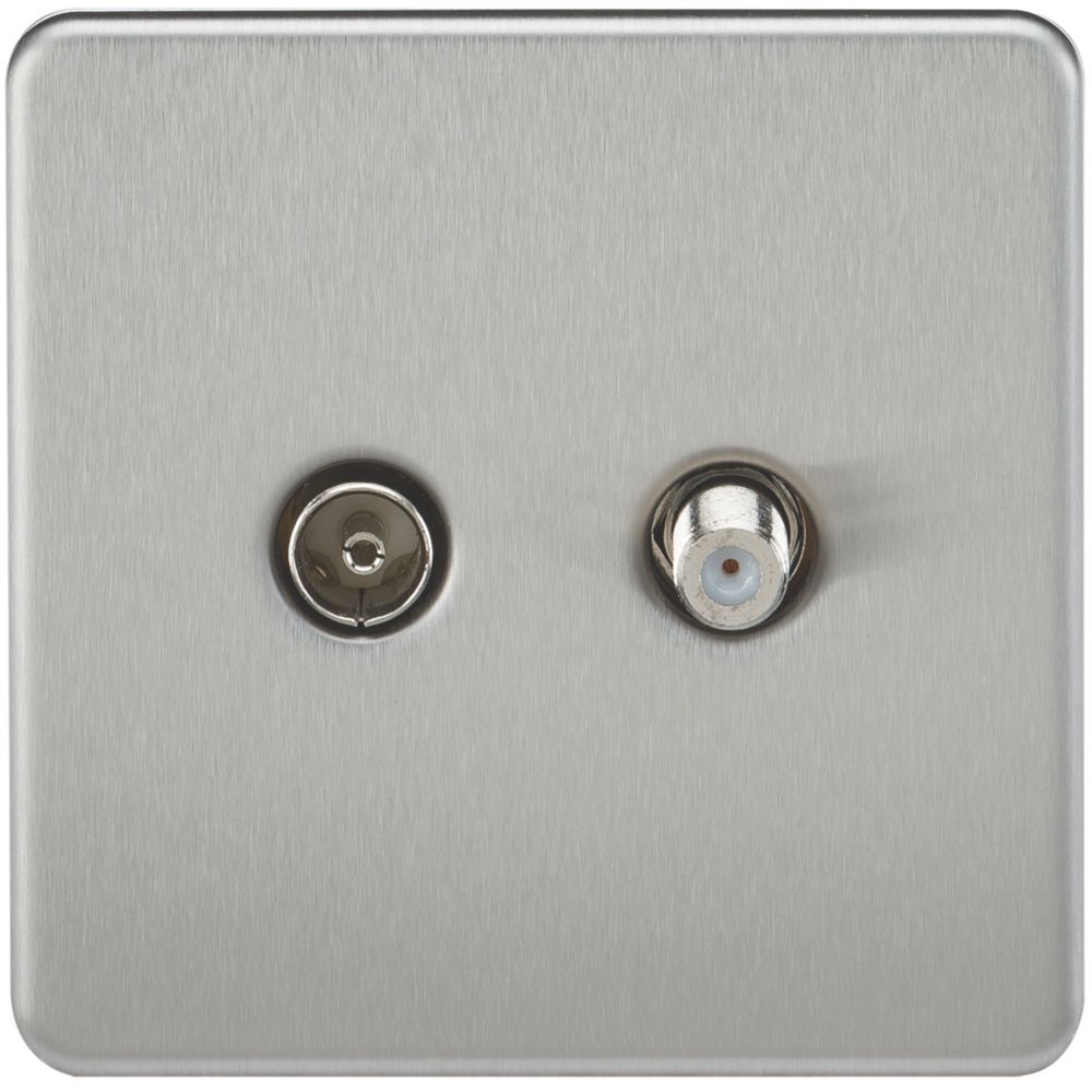 Knightsbridge 2Gang Isolated Coaxial TV & FType Satellite Socket