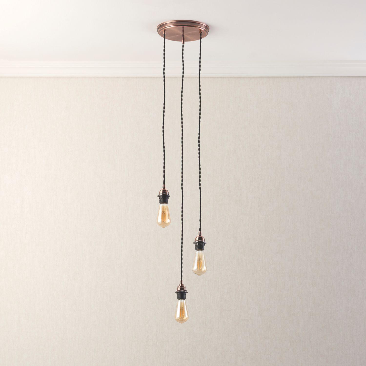 Quay Design Cable Set 3-Light Pendant Antique Copper (208VG)