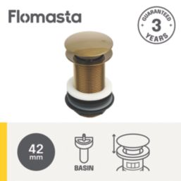 Flomasta Unslotted Pop Up Basin Waste Brushed Brass 66mm
