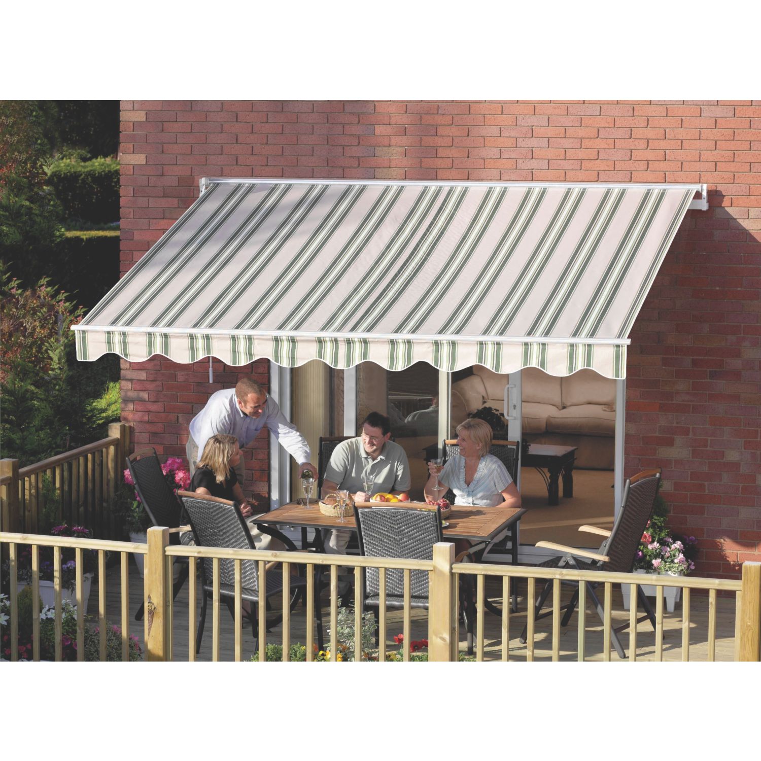 Greenhurst Ascot Patio Awning Green/Beige 3m x 2m (20910)