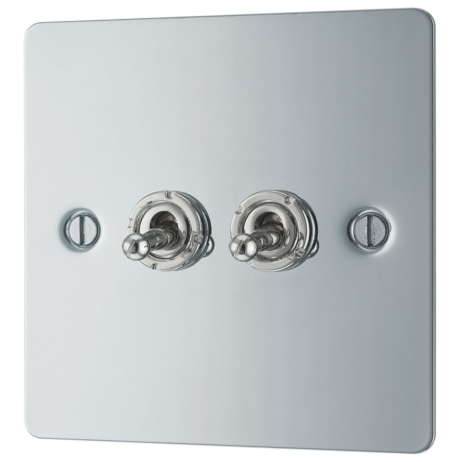 LAP 10AX 2-Gang 2-Way Toggle Switch Polished Chrome (20931)