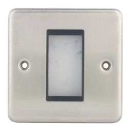 Hager Sollysta WRP1EUBSB 1-Module Modular Faceplate Brushed Steel with Black Inserts