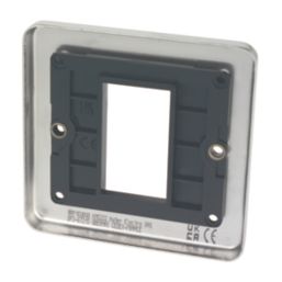 Hager Sollysta WRP1EUBSB 1-Module Modular Faceplate Brushed Steel with Black Inserts