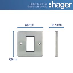 Hager Sollysta WRP1EUBSB 1-Module Modular Faceplate Brushed Steel with Black Inserts