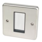 Hager Sollysta WRP1EUBSB 1-Module Modular Faceplate Brushed Steel with Black Inserts