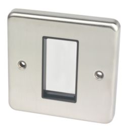 Hager Sollysta WRP1EUBSB 1-Module Modular Faceplate Brushed Steel with Black Inserts