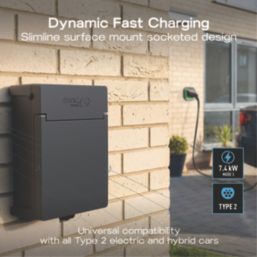 Sync Energy Link 1 Port 7.4kW  Mode 3 Type 2 Socket Surface / Recessed EV Charger (Metal Control Box) Silver