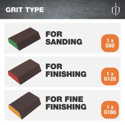 Magnusson  80/120/180 Grit Multi-Material Angled Sanding Sponge 100mm x 68mm 3 Piece Set