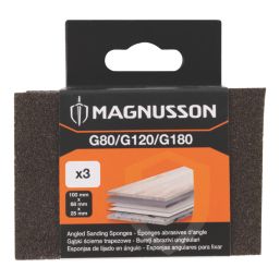 Magnusson  80/120/180 Grit Multi-Material Angled Sanding Sponge 100mm x 68mm 3 Piece Set