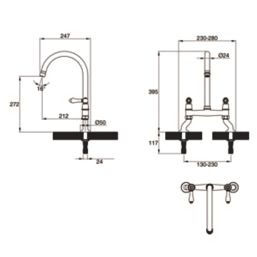 Clearwater Elegance Dual-Lever Mixer Tap Brushed Nickel PVD