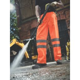 Regatta Pro Hi Vis Packaway Trousers Elasticated Waist Orange Small 32" W 32" L