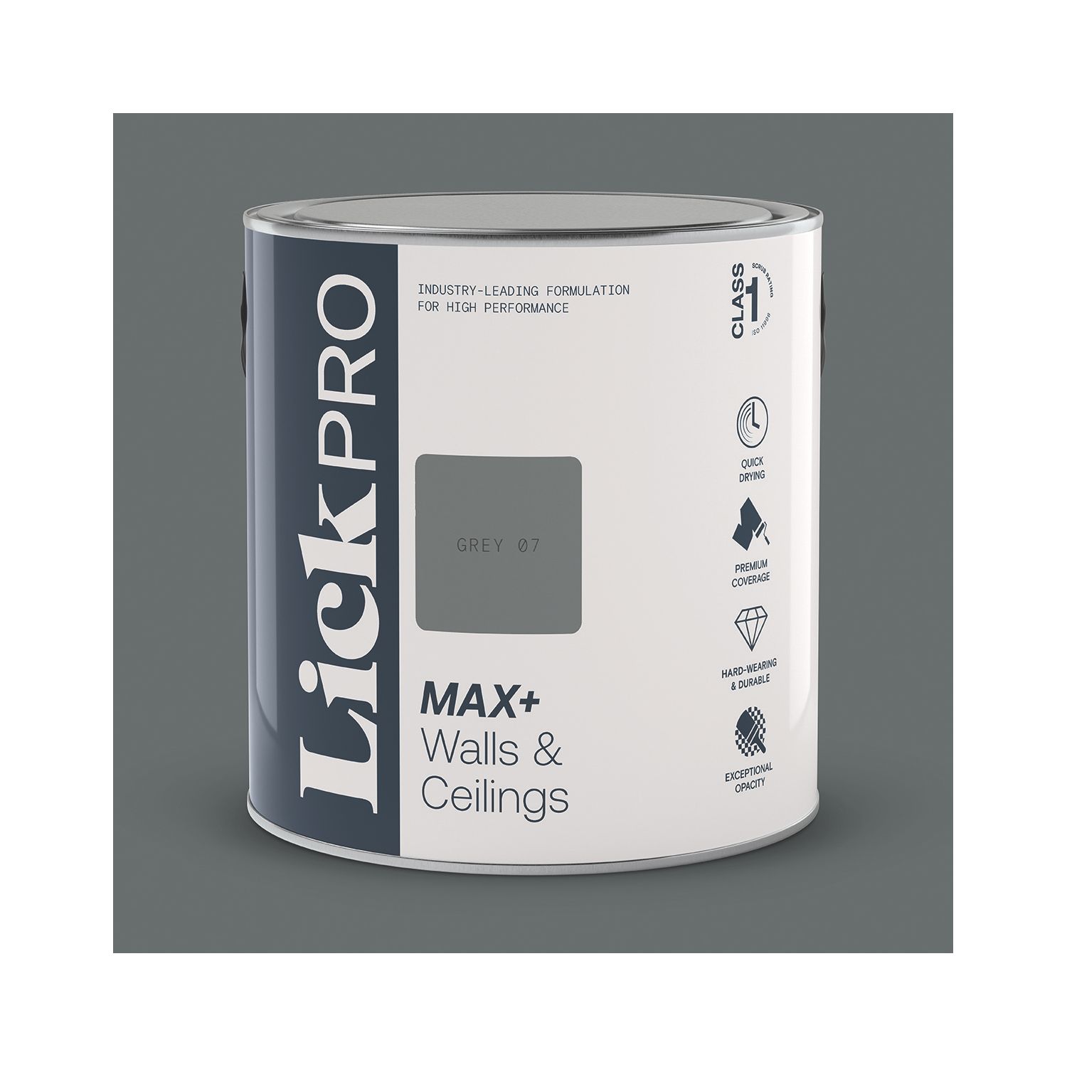 LickPro Max+ 2.5Ltr Grey 07 Eggshell Emulsion Paint (209JX)