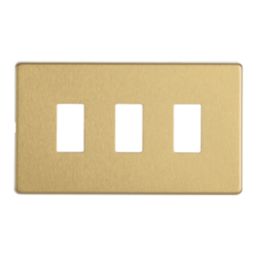 Contactum Lyric 3-Module Grid Faceplate Brushed Brass