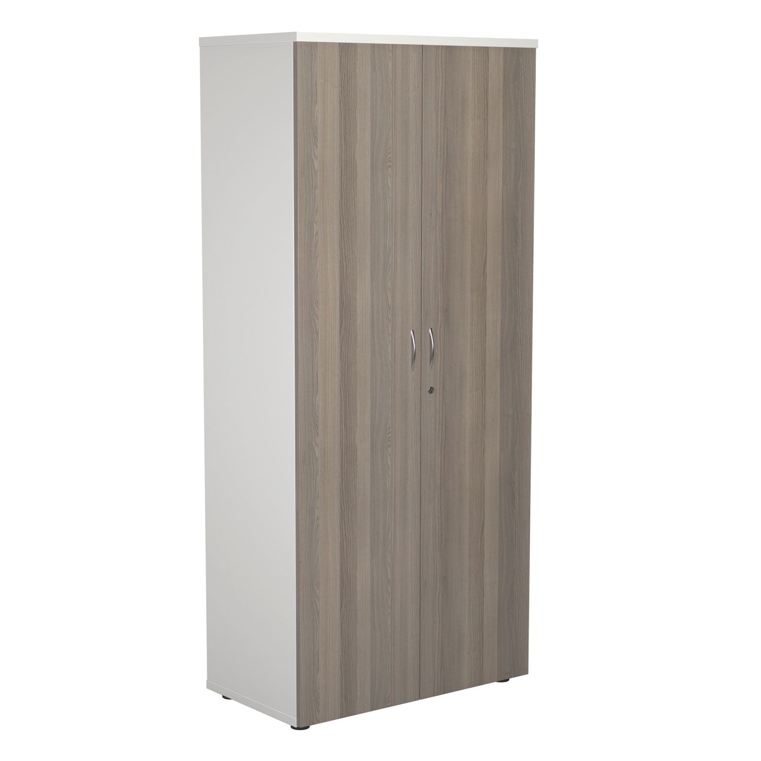 TC Group 4-Shelf Cupboard White/Grey Oak 800mm x 1800mm (209TT)