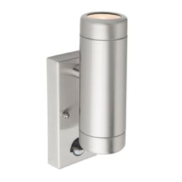 Saxby Odyssey Outdoor Twin Wall Light With PIR Sensor Brushed Stainless Steel