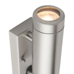 Saxby Odyssey Outdoor Twin Wall Light With PIR Sensor Brushed Stainless Steel