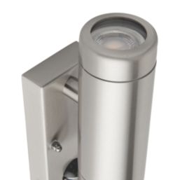 Saxby Odyssey Outdoor Twin Wall Light With PIR Sensor Brushed Stainless Steel
