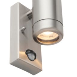 Saxby Odyssey Outdoor Twin Wall Light With PIR Sensor Brushed Stainless Steel