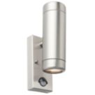 Saxby Odyssey Outdoor Twin Wall Light With PIR Sensor Brushed Stainless Steel