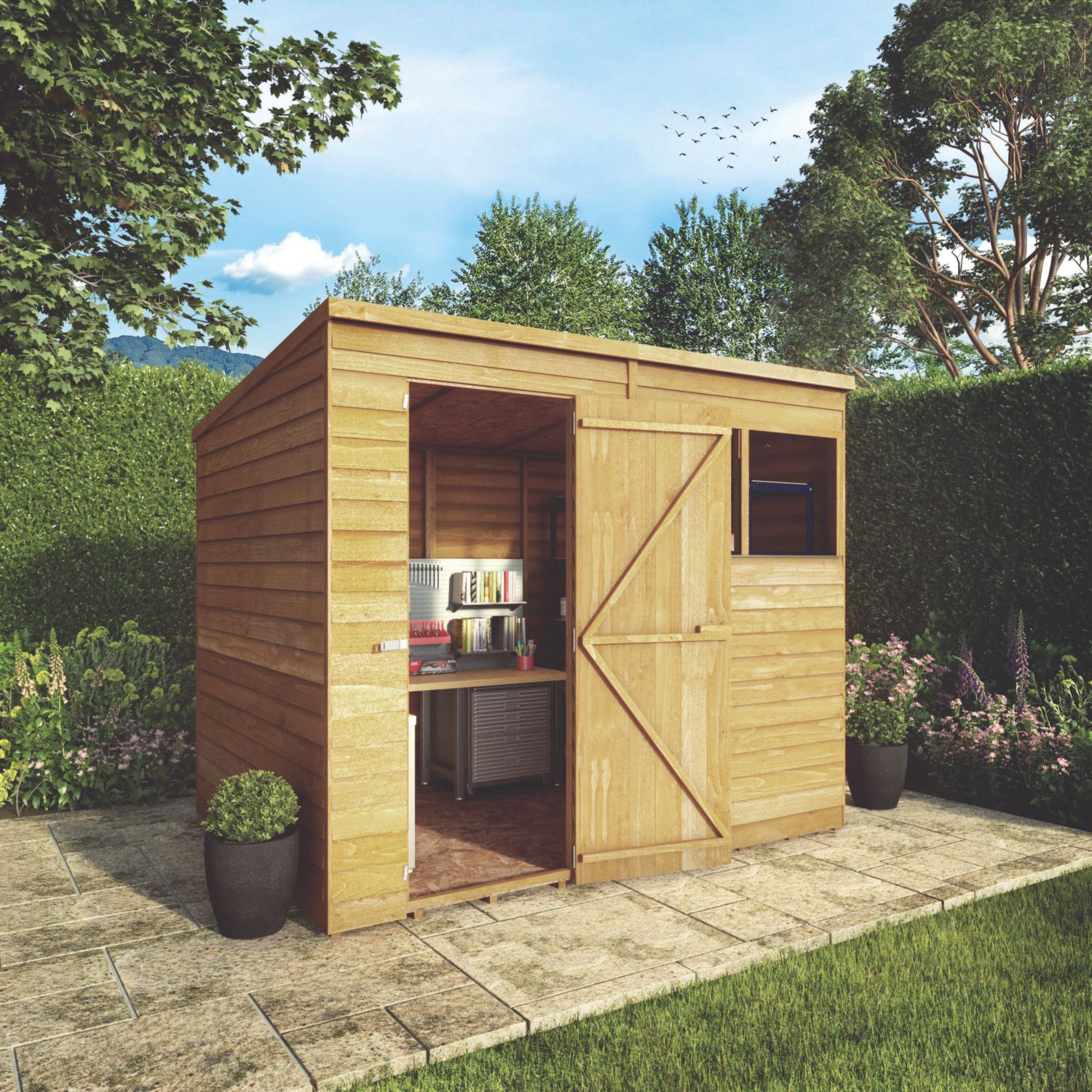 Mercia 8' x 6' (Nominal) Pent Overlap Timber Shed (209YL)