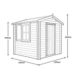 Shire Camelot 2 8' x 8' (Nominal) Apex Timber Log Cabin