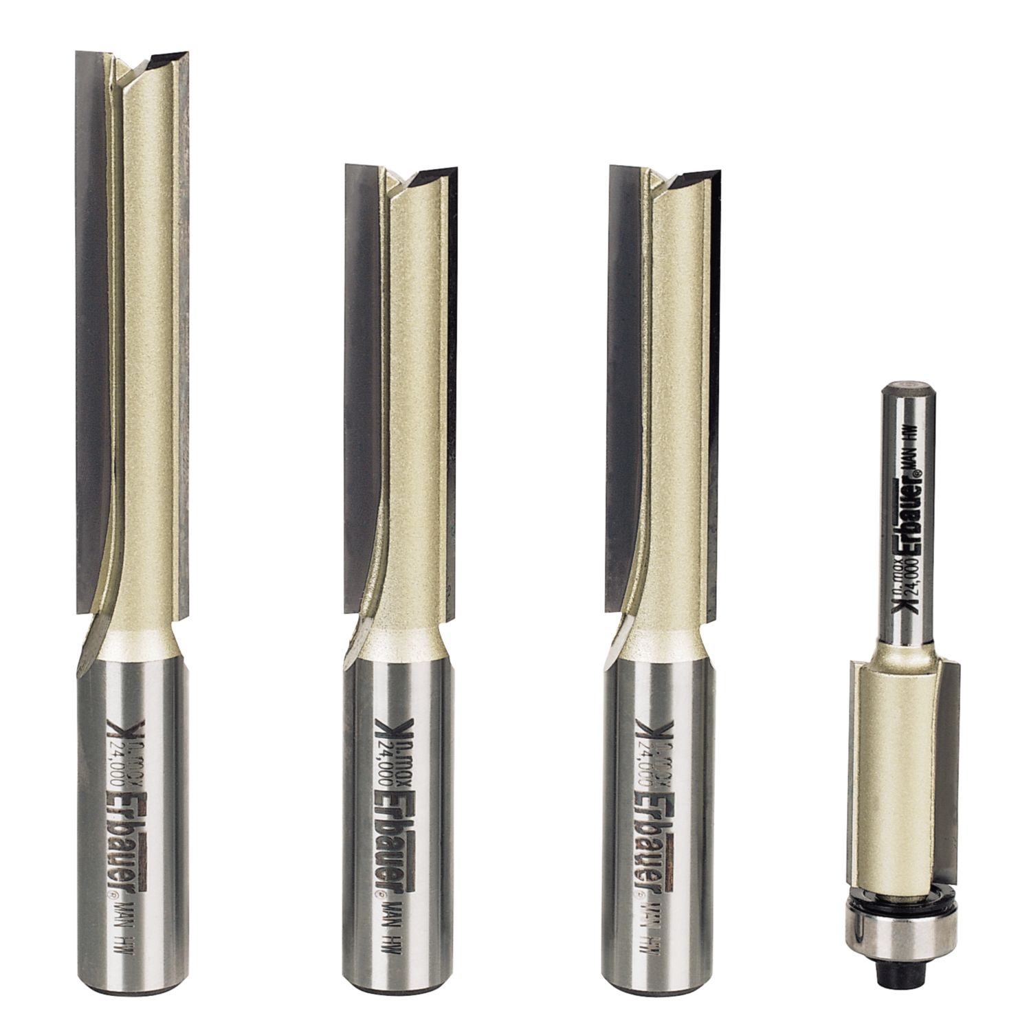 Erbauer 1/4 & 1/2" Shank Kitchen Fitters Router Set 4 Pcs (21039)