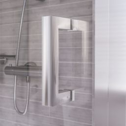 Aqualux Edge 8 Semi-Frameless Rectangular Shower Enclosure Reversible Left/Right Opening Polished Silver 1000mm x 800mm x 2000mm