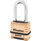 Master Lock 1175DLH  Weatherproof  Combination  Long Shackle Padlock Brass 58mm