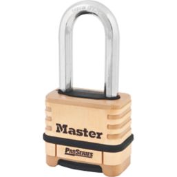 Master Lock 1175DLH  Weatherproof  Combination  Long Shackle Padlock Brass 58mm