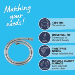 Grohe VitalioFlex Silver Shower Hose Silver 8mm x 1250mm