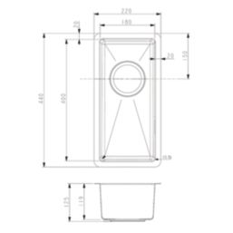Carysil SR1011 1 Bowl Stainless Steel Kitchen Sink 220mm x 440mm