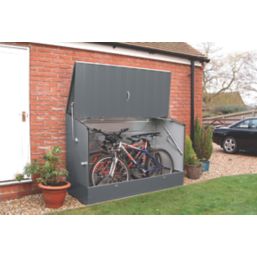 Trimetals  6' 6" x 3' (Nominal) Pent Metal Bike Store with Base Anthracite Grey