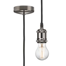 Knightsbridge Vintage 1.8m Pendant Set Light Fitting ES Black Nickel 3 1/2"