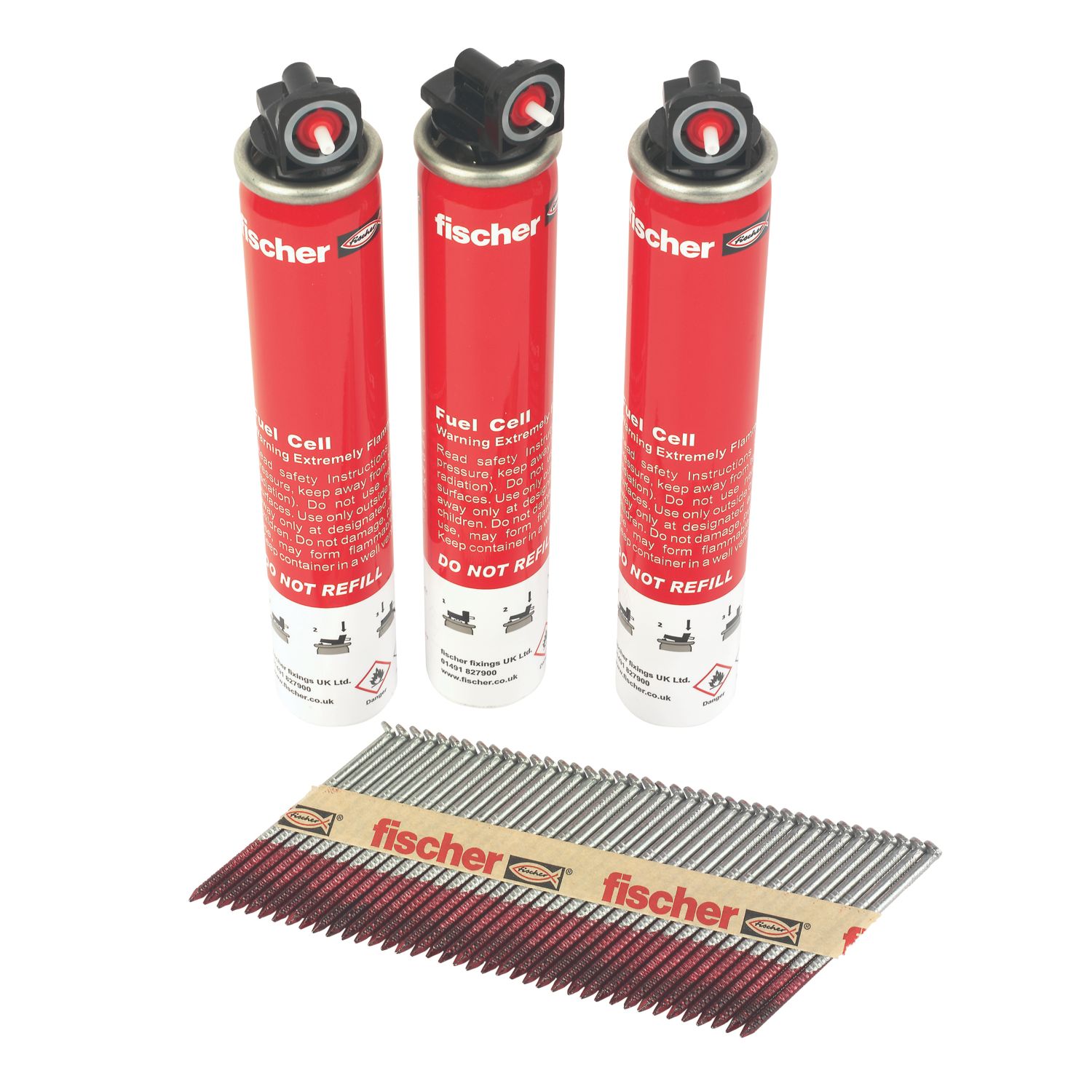 Fischer Galvanised Ring Nail Fuel Pack 2.8mm x 63mm 3300 Pieces (210VC)