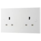 British General 900 Series 13A 2-Gang Unswitched Socket White with White Inserts