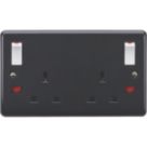 Knightsbridge Part M 13A 2-Gang DP Switched Plug Sockets Anthracite with Neon