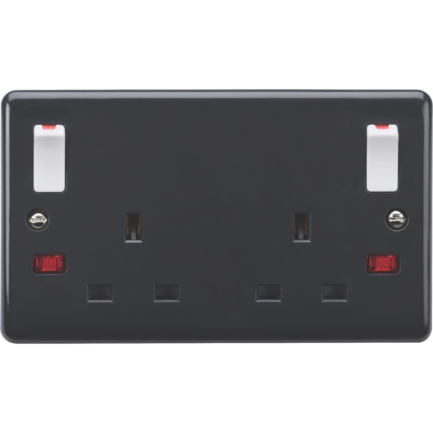 Knightsbridge Part M 13A 2-Gang DP Switched Plug Sockets Anthracite with Neon (210YA)