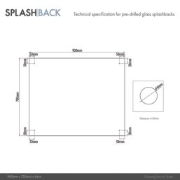 Splashback  Clear with Matt Black Caps Kitchen Splashback 900mm x 700mm x 6mm