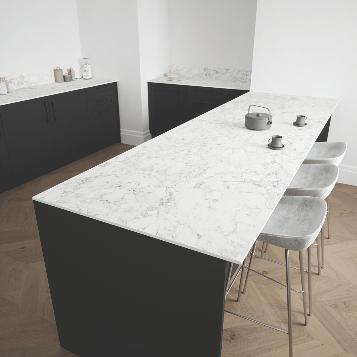 Mariz White Marble Composite Kitchen Worktop 950mm x 3050mm x 12mm (210YY)