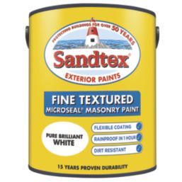 Sandtex 5Ltr Fine Textured Pure Brilliant White Masonry Paint