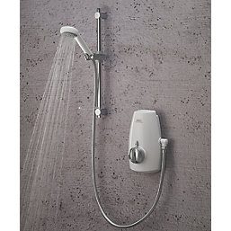 Aqualisa Aquastream Gravity-Pumped White / Chrome Thermostatic Power Shower