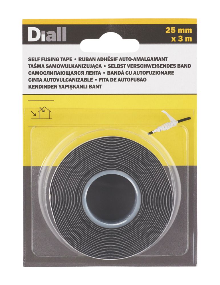 Self-Amalgamating Rubber Tape Black 3m x 25mm - Screwfix