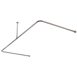 Croydex C-Shaped Shower Curtain Rail & Support Stainless Steel Chrome 2000mm