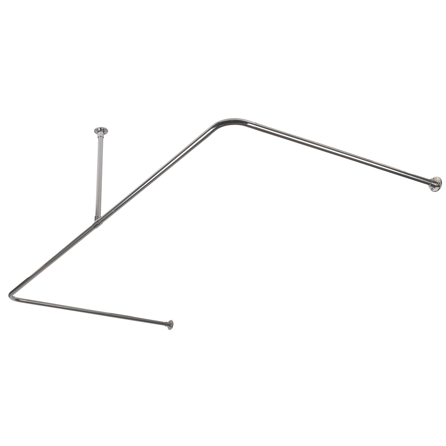 Croydex C-Shaped Shower Curtain Rail & Support Stainless Steel Chrome 2000mm (21182)