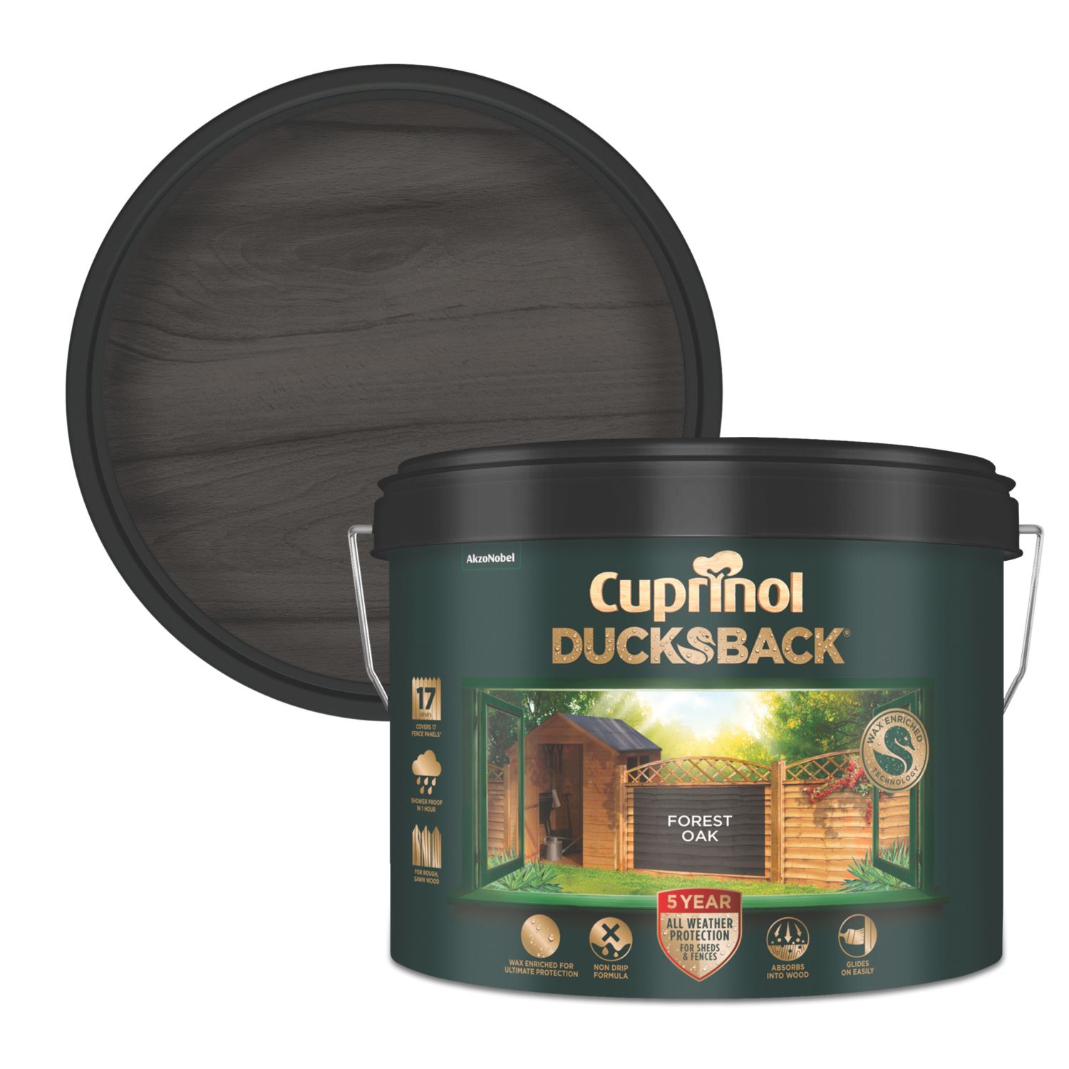 Cuprinol Ducksback 9Ltr Forest Oak Shed & Fence Paint (21191)