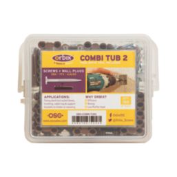 Orbix Combi Tub2 Woodscrews & Brown Wallplugs 7mm x 30mm 150 Pack