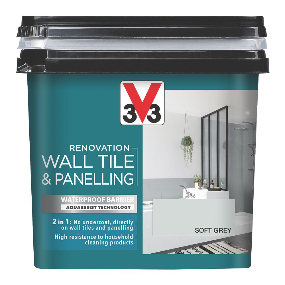 V33 750ml Soft Grey Satin Tile Paint Screwfix