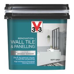 V33 Renovation Wall Tile & Panelling Paint Satin Soft Grey 750ml