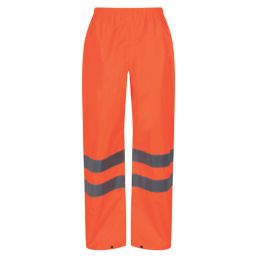 Regatta Pro Hi Vis Packaway Trousers Elasticated Waist Orange Medium 34" W 32" L