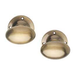 Designer Levers Oval Mortice Door Knob Pair Antique Brass 55mm